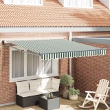 Șezlong Retractabil Manual Verde și Alb 300x250 cm