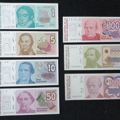 Bancnota veche Lot 7 bucati - ARGENTINA - Australes 1,5,10, 50, 100, 500 & 1000