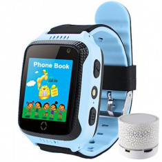 Ceas GPS Copii iUni Kid530, Touchscreen, Telefon incorporat, BT, Camera Lanterna, Buton SOS, Albastru + Boxa foto