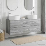 Cumpara ieftin Set dulap baie 3 buc. Sonoma gri 129 x 44,5 x 80 cm