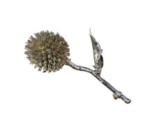 OBIECT DECORATIV VINTAGE DIN METAL ARGINTAT, MODEL STILIZAT CIULIN