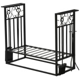 HOMCOM Suport lemne 4 scule din otel Max. 100kg negru | Aosom Romania