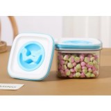 Cutie de Depozitare Alimente, Flippy, tip Container, 0.6L, 11.5x8 cm, Recipiente pentru Cereale in Bucatarie, Transparente cu Capac Albastru-alb