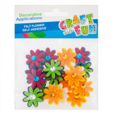 Cumpara ieftin Flori multicolore autoadezive pentru activitati crafts,fetru,3 cm,16 bucati set