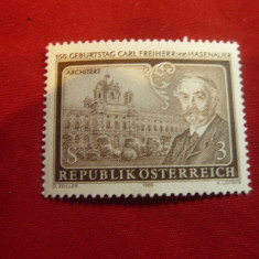 Serie 1983 Austria -Personalitati -150 Ani Carl Freiherr -Arhitect , 1 val.