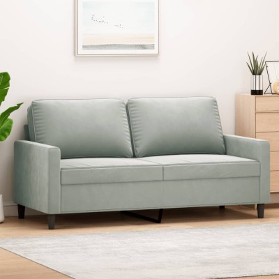 vidaXL Canapea cu 2 locuri, gri deschis, 140 cm, catifea 359199 foto