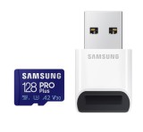 Card memorie Samsung PRO Plus + Cititor USB carduri micro-SDXC, MB-MD128KB/WW, 128GB, &quot;MB-MD128KB/WW&quot; (timbru verde 0.03 lei)