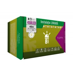 Instalatie Craciun, 45 m, 400 Led-uri ,Liniara, Alb cald, 8 jocuri de lumini, Transformator cu telecomanda, Interconectabila, Prelungitor 5 m inclus,