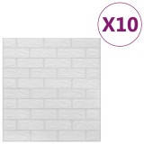 Tapet de perete autocolant 3D, 10 buc., alb, model caramizi