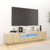 VidaXL Comodă TV cu lumini LED, stejar sonoma, 180x35x40 cm