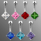 Piercing pentru buric cu zircon rombic - Culoare zirconiu piercing: Tanzanit - TZ