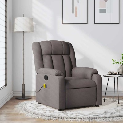 vidaXL Fotoliu de masaj rabatabil, gri taupe, material textil foto