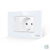 Intrerupator Simplu Cap Scara + Priza cu Rama din Sticla LUXION, Standard Italian, 3M SmartElectro IntelligentHouse