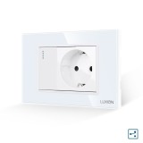 Cumpara ieftin Intrerupator Simplu Cap Scara + Priza cu Rama din Sticla LUXION, Standard Italian, 3M SmartElectro IntelligentHouse