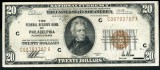 ✅🔸20$ dollars 1929 Brown Seal/ Federal Reserve Note / C PHILADELPHIA 🔸✅ STATELE UNITE