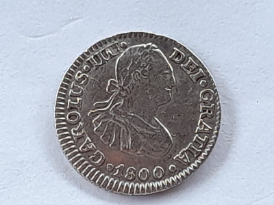 Spania 1/2 Reales 1800 argint Carlos IV foto