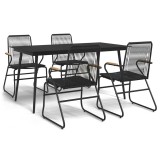 Cumpara ieftin Set mobilier de gradina, 5 piese, negru, ratan PVC