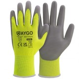 Set 12 perechi manusi de lucru KAYGO, bumbac/poliuretan, gri/verde, marimea XL