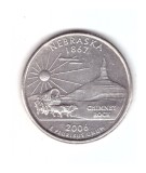 Moneda SUA 25 centi/quarter dollar 2006 D, Nebraska 1867, stare foarte buna
