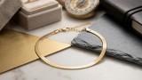 Cumpara ieftin Bratara din Argint 925 Placat cu Aur Galben, Model Snake Flat sarpe Plata, 17+3 cm, 3.7 gr