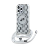 Husa iPhone 15 Pro Max Karl Lagerfeld IML Crossbody MagSafe, Monogram Karl&amp;Choupette Head, clear, KLHMP15XHCKCKLCT