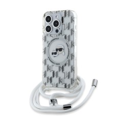 Husa iPhone 15 Pro Max Karl Lagerfeld IML Crossbody MagSafe, Monogram Karl&amp;amp;Choupette Head, clear, KLHMP15XHCKCKLCT foto