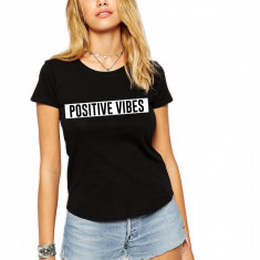 Tricou dama negru - Positive Vibes - XL