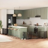 vidaXL Poartă c&acirc;ini pliabilă cu ușă 15 panouri negru 750 cm, lemn plop