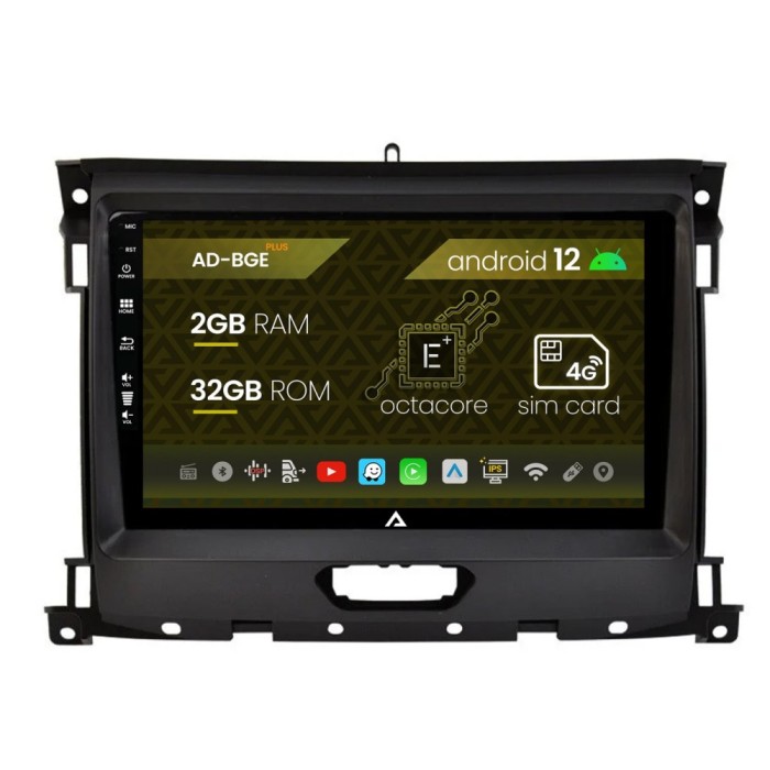 Navigatie Ford Ranger (2015-2022), Android 12, E-Octacore 2GB RAM + 32GB ROM, 9 Inch - AD-BGE9002+AD-BGRKIT120V2