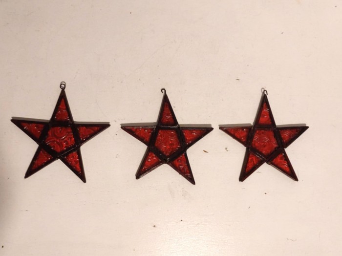 Lot 3 ornamente Craciun, vintage, vechi, sticla si metal, 10cm