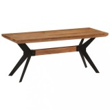 Banca de bucatarie, 110x40x46 cm, lemn masiv de acacia si otel GartenMobel Dekor, vidaXL