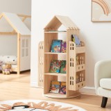 Biblioteca rotativa pentru copii Sank&ouml;re, lemn de pin natur, 122x64x43 cm