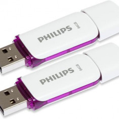 Stick USB Philips USB 2.0, pachet de 2, 64GB Snow Edition (Alb/Mov)