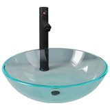 Chiuveta baie robinet si scurgere tip push, transparent sticla