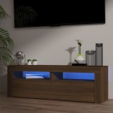 Comoda TV Gossi Stejar Maro cu LED, 120x35x40 cm, Design Modern, Spatiu Depozitare