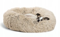 Confortabil Beige Plush Dog Bed 40 cm foto