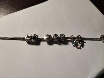 Bratara argint vintage Pandora cu 8 charmuri foto