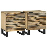 VidaXL Noptiere - 2 piese, 40x33.5x46 cm, din lemn de mango masiv