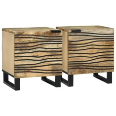 Dulap de noapte 2 pcs Maro 40 x 33 x 46 cm Lemn masiv de mango