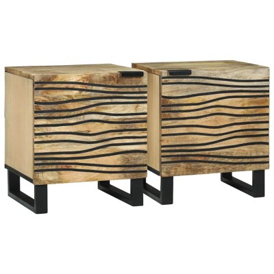vidaXL Dulap de noapte 2 pcs Maro 40 x 33 x 46 cm Lemn masiv de mango 4017933 foto