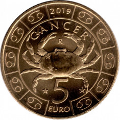 San Marino 5 Euro 2019 - (Zodia Cancer/Rac) 26.95 mm, SM1, KM-582 UNC !!!