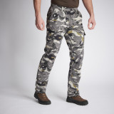 Pantalon Cargo Rezistent Stepă 300 Camuflaj Woodland Gri, Solognac