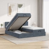 Cumpara ieftin Pat ottoman cu saltea cu headboard 2 pcs Gri inchis Catifea