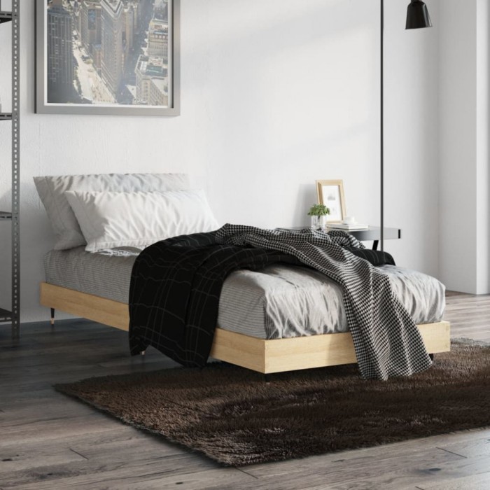 vidaXL Cadru pat fără saltea, stejar sonoma 75x190 cm lemn prelucrat 832208