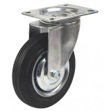 Roata pivotanta Renost 521 XD-V075C, cauciuc negru, disc zincat