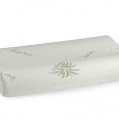 Perna ergonomica Memory Aloe Vera Somnart, sustinere exacta pentru gat si cap, husa detasabila, 42x72x12 cm Relax KipRoom