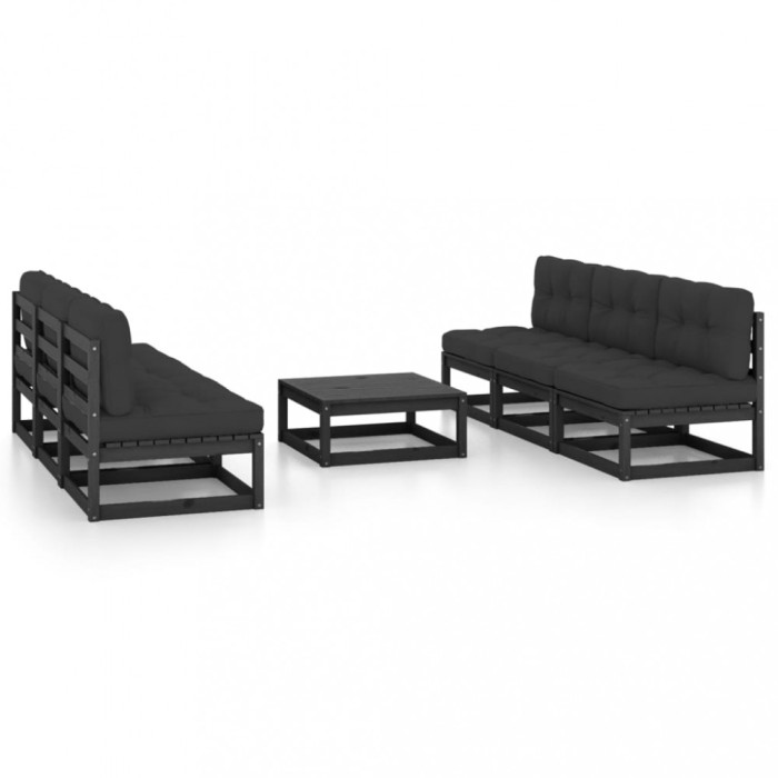 vidaXL Set mobilier grădină cu perne, 7 piese, lemn masiv pin 3076368