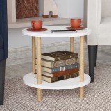 Masa laterala Ves alba cu polita, 49x42 cm, [en.casa]