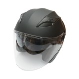 Casca moto tip jet neagra, model urban cu viziera transparenta si ochelari de soare, marimea XL