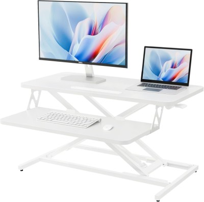 Masa ajustabila de birou Sit-Stand 45x80 cm, lucru in picioare sau sezut, inaltime reglabila 12-51 cm, suport smartphone, cadru forma X, Alb - CN foto